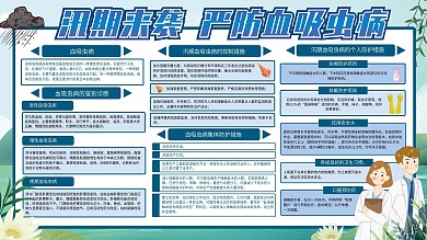 绿色清新汛期来袭预防血吸虫病宣传展板