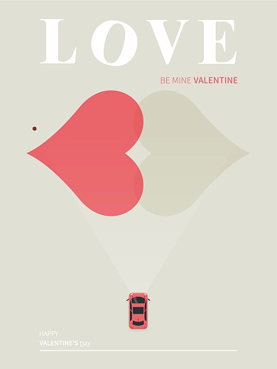 情人节汽车创意海报