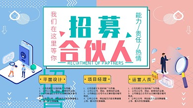 招募合伙人招聘展板