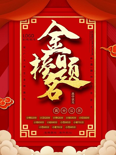原创喜庆金榜题名海报