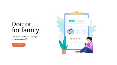 原创扁平化无表情预约挂号服务海报