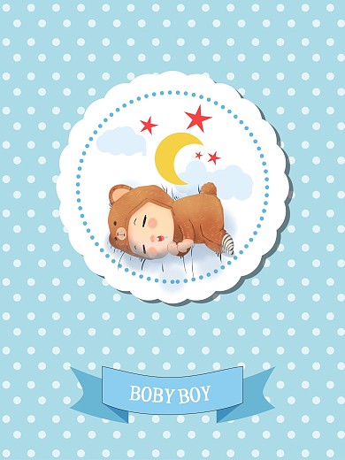 可爱婴儿标签贺卡图片