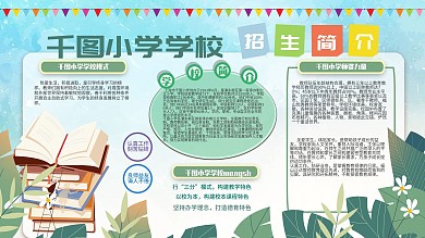 简约小清新小学学校园简介招生展板