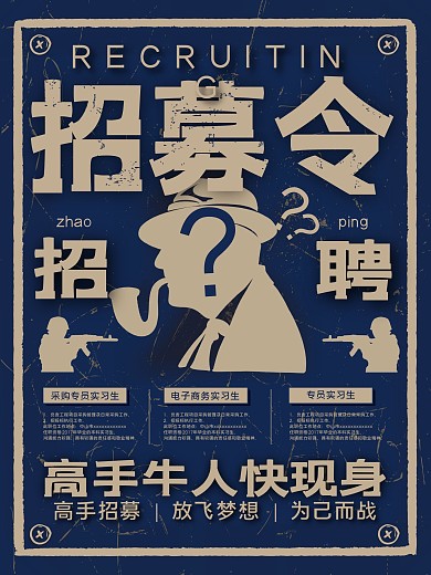 复古企业招募令招聘宣传海报