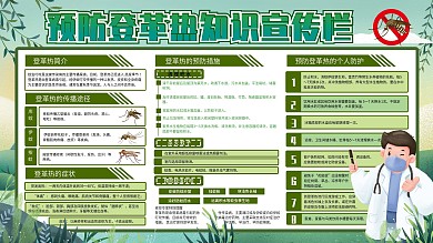 绿色清新防蚊灭蚊登革热防控知识普及展板