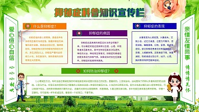 抑郁症科普教育宣传栏医院健康宣传展板