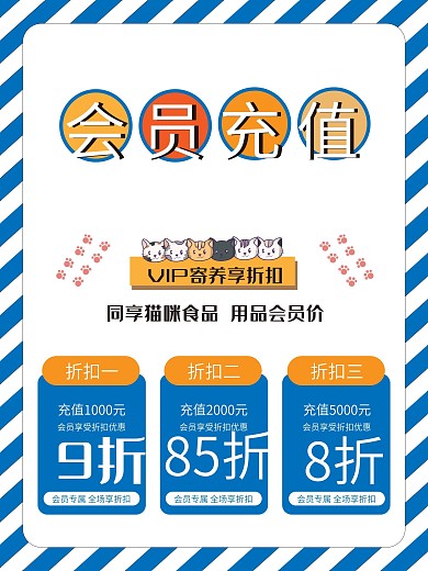 撸猫馆会员充值促销海报