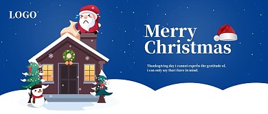 亮蓝卡通圣诞快乐新媒体公众号封面配图