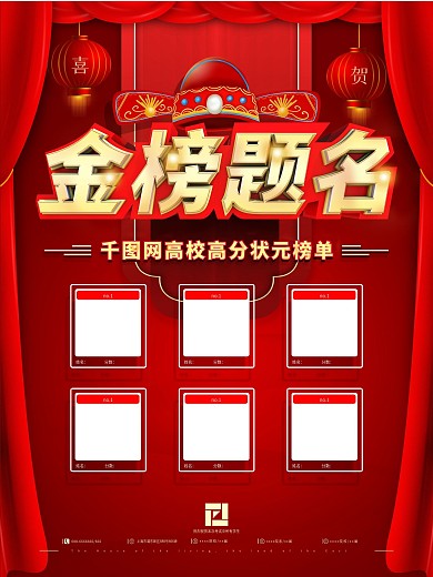 金榜题名高分状元榜海报