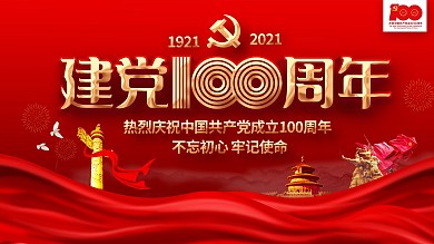 建党100周年党的百年历程党建展板海报