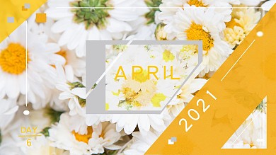 白黄小雏菊清新四月月历海报