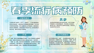简约风小清新春季流行病预防知识宣传栏