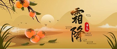 原创二十四节气霜降简约公众号海报