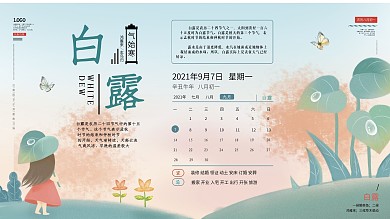 白露节气介绍展板扁平风