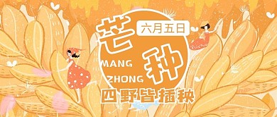 芒种24节气麦子插画金黄