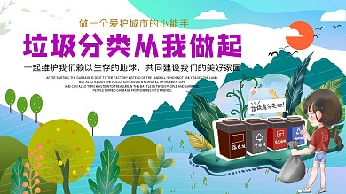 卡通垃圾分类宣传海报