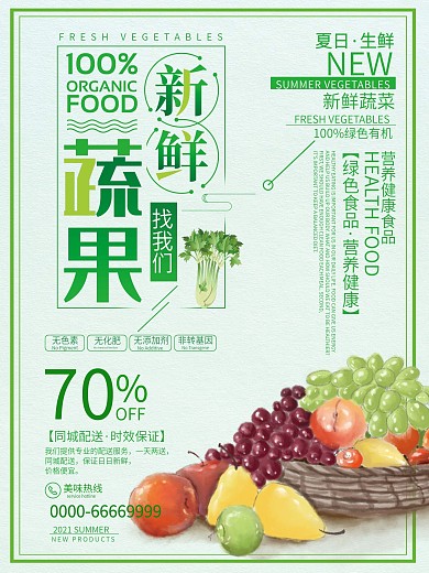 进口新鲜水果超市蔬果促销海报