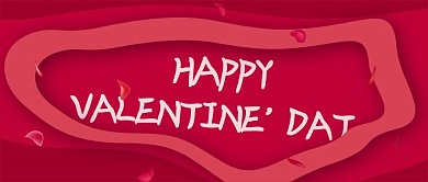 立体简约高级红色飘花手写情人节公众号封面