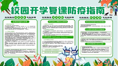 清新插画风开学防疫展板设计