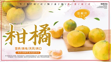 小清新柑橘食物展板设计