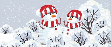 80s复古像素冬天你好插画