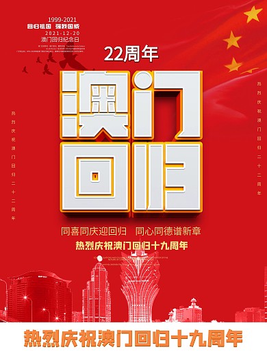创意澳门回归十九周年海报2