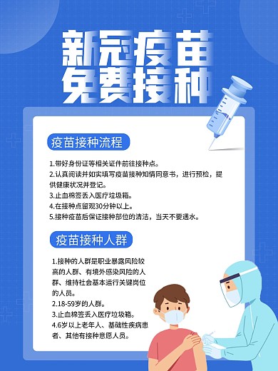 新冠疫苗接种步骤点引导海报