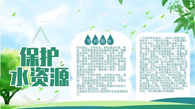 保护水资源节约用水绿色环保公益展板