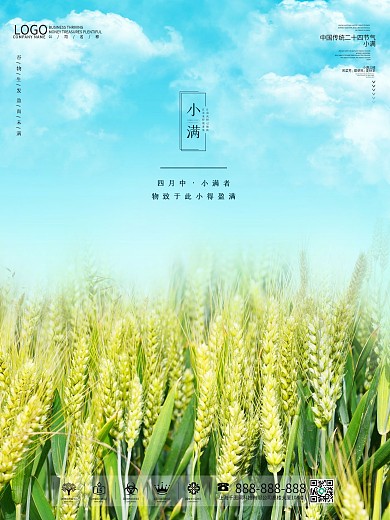 小满芒种传统二十四节气24简约小清新海报