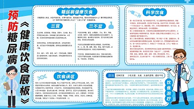 糖尿病知识宣传健康蓝色科普防治医疗展架