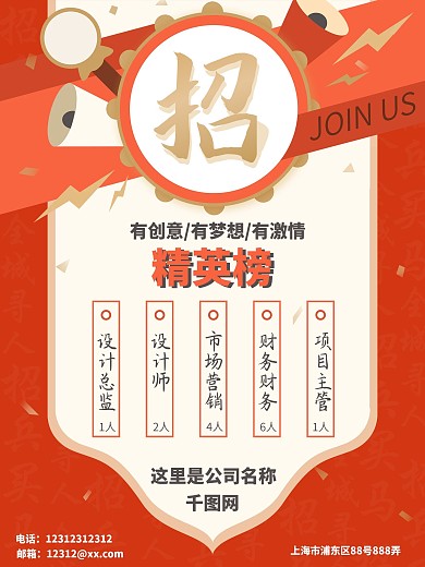 招聘精英人才海报
