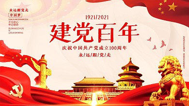 建党百年中国共产党成立100周年海报展板