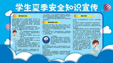 小清新夏季安全知识宣传展板