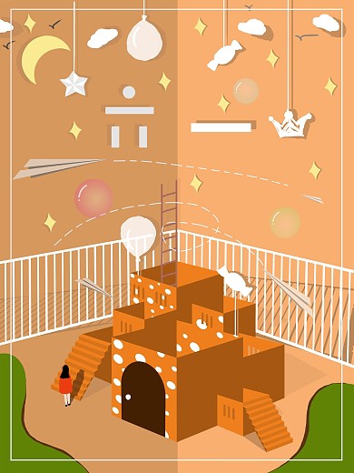 趋势立体六一儿童节海报纸飞机插画