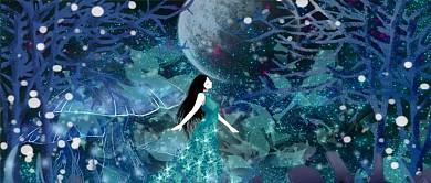 晚安你好梦游仙境治愈系月光下的女孩