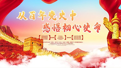 党建展板百年党史学习教育初心使命建党节