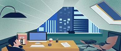 商务办公之加班入睡扁平插画