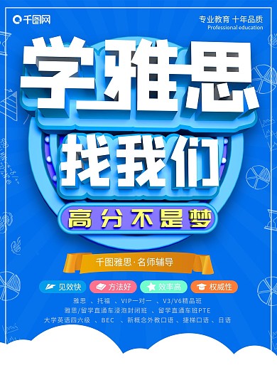 原创c4d雅思招生海报