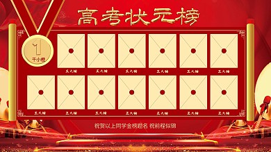 高考状元榜英雄榜喜报捷报喜庆展板