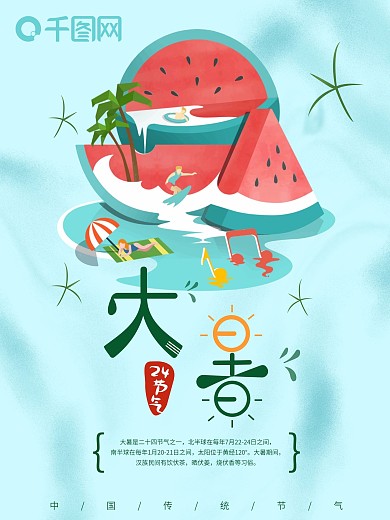 24节日大暑西瓜海报