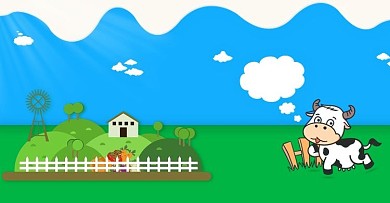 蓝天白云绿色草原奶牛电商海报banner