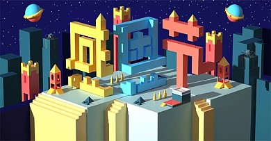 原创C4D纪念碑谷感恩节促销banner