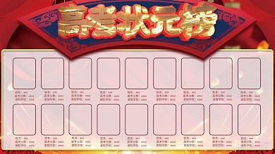 红色喜庆立体字高考状元榜展板