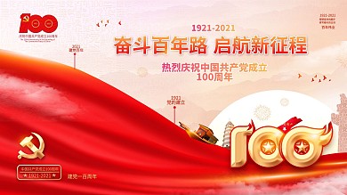 创意简约建党100周年活动背景党建展板