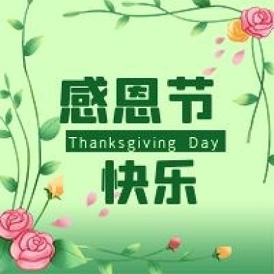 公众号次图手绘花朵绿叶西方节日感恩节