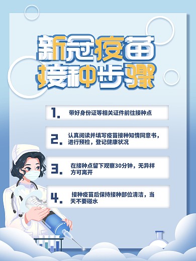 原创简约新冠疫苗接种步骤海报