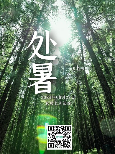 处暑二十四节气竹林绿色清新简约夏天海报