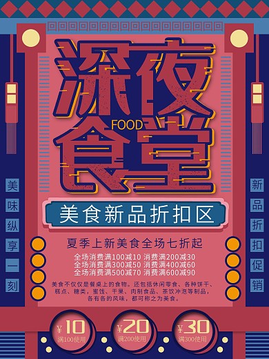 原创深夜食堂美食促销海报