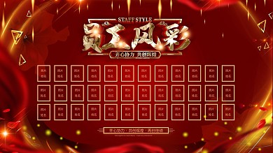 创意红金大气企业员公风采展板