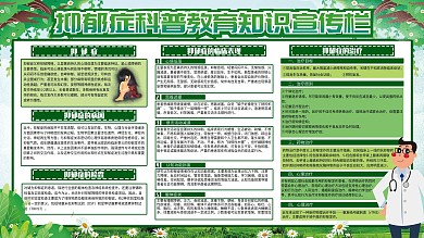 绿色清新医疗健康抑郁症科普教育知识宣传栏